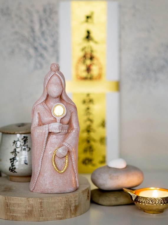 Amaterasu - Japanese Shinto Fertility Goddess Statue, Mother Earth Sculpture, Home Altar Sacred Space
