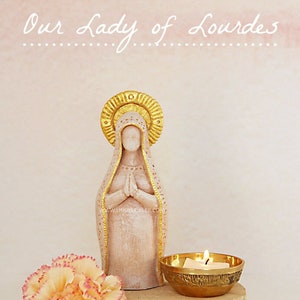 Our Lady of Lourdes - Virgin Mary Shrine Prayer Altar Statue, Mother Goddess, Meditation Space, Mother Mary, Fertility Goddess