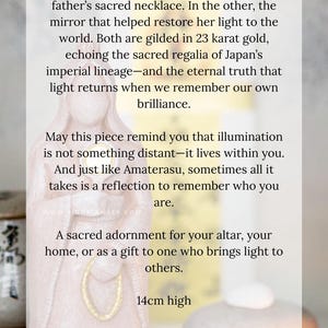 Amaterasu - Japanese Shinto Fertility Goddess Statue, Mother Earth Sculpture, Home Altar Sacred Space image 3