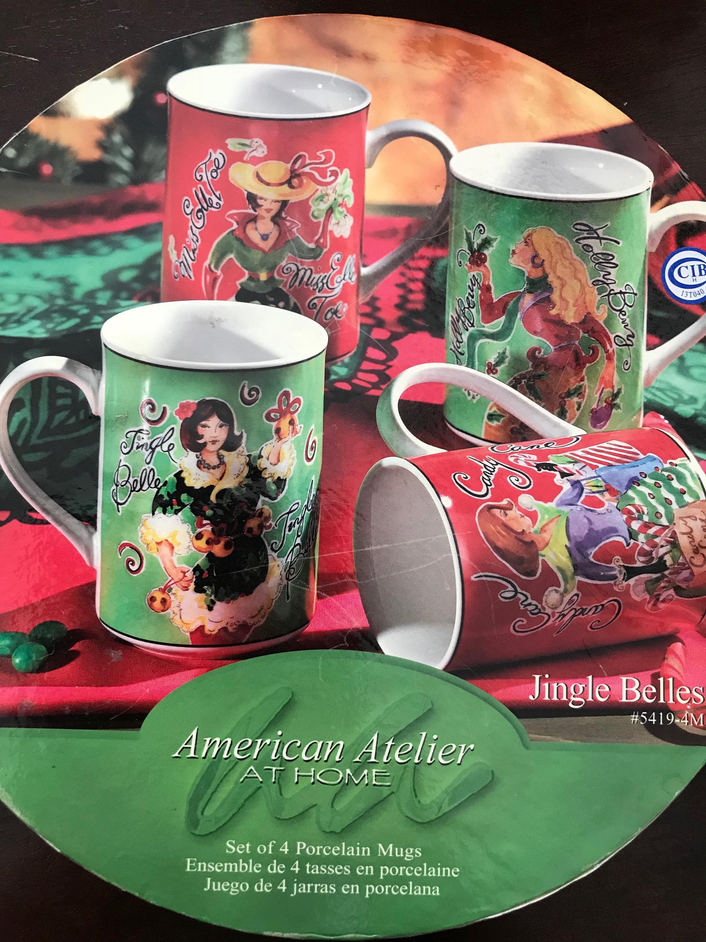 Set of 4 Whimsical Porcelain Christmas Cups: American Atelier "jingle  Belles" Series - Etsy