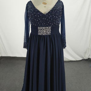 Navy Blue Wedding Guest Dress, Plus Size Mother of Bride Dresses with Sleeves, Formal Wedding Guest Dresses