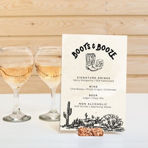 Western Themed Bar Menu Editable Wedding Bar Menu Western Wedding