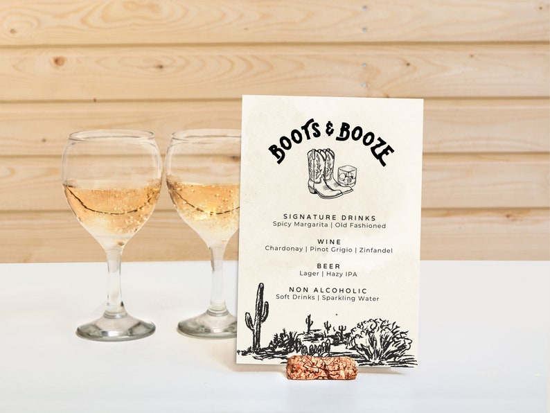 Western Themed Bar Menu Editable Wedding Bar Menu Western Wedding