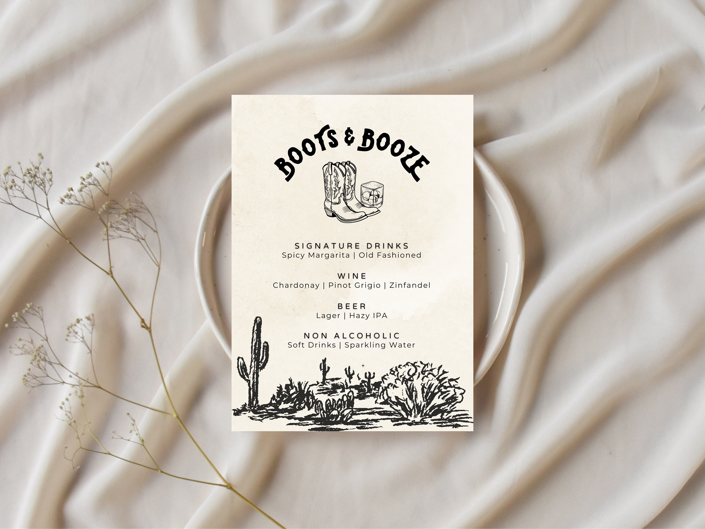 Western Themed Bar Menu, Editable Wedding Bar Menu, Western Wedding ...