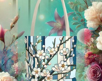 Bolso de mano Art Deco Almendro en flor inspirado en Van Gogh: bolso de mano grande para el trabajo, famosa pintura de Van Gogh, tamaños personalizados, bolso de mano para mamá