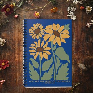 Journal tournesol carnet chrétien cadeau pasteur journal religieux planificateur d'étude de la Bible cadeau religieux carnet de prières dévotionnelles quotidiennes spirale