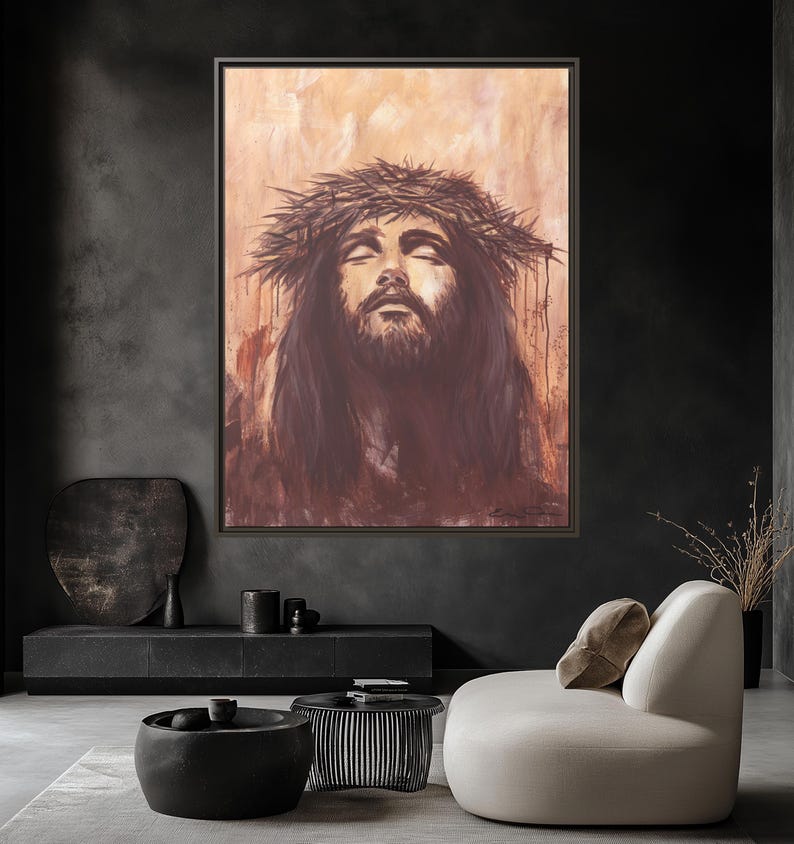 Jesus Christ Framed Canvas Print, Christian Wall Art, Jesus Art, Modern ...