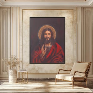 Retrato de Jesucristo, Impresión en lienzo de Jesús, Lienzo con retrato de Jesús, Arte sagrado de Jesús, Caminar con Cristo, Impresión en lienzo de Cristo, Retrato del Salvador
