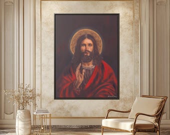 Portret Jezus Christus, Jezus canvasafdruk, Jezus portret canvas, heilige Jezus kunst, wandelen met Christus, Christus canvasafdruk, portret van de Verlosser, portret van de Verlosser