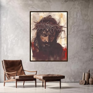 Jesus Canvas Print, Crown of Thorns Wall Art, Jesus Portrait Art, Jesus Crucifixion, Jesus Original Art, Christ Canvas Art, Jesus Fine Art
