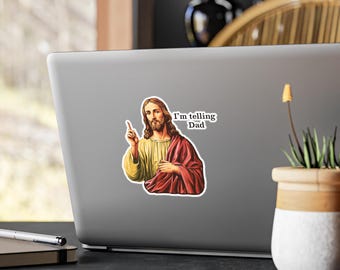 Pegatina divertida de Jesús, pegatina cristiana para portátil, regalo de humor religioso, regalo de estudio bíblico para adolescentes, calcomanía para botella de agua de pastor juvenil, regalo de campamento de iglesia