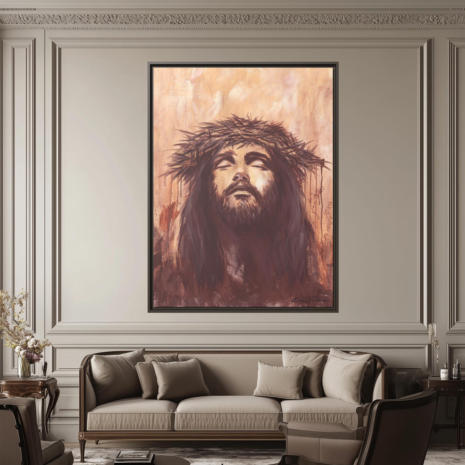 Jesus Christ Framed Canvas Print, Christian Wall Art, Jesus Art, Modern ...