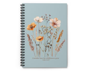 Wildflower Christian Notebook Boho Christian Journal Floral Personal Journal Scripture Bible Verse Prayer Journal Christian Journal For Her