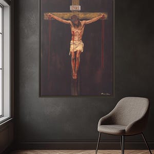 Jesus Wall Art Religious Wall Decor Christian Home Decor Pastor Gift Priest Gift Church Decoration Prayer Room Decor Crown of Thorns Art, LDS, Modern Christian Art, Jesus Portrait, LDS Art, Bible Wall Art, Jesus Oil Painting, Bible Verse Wall Art