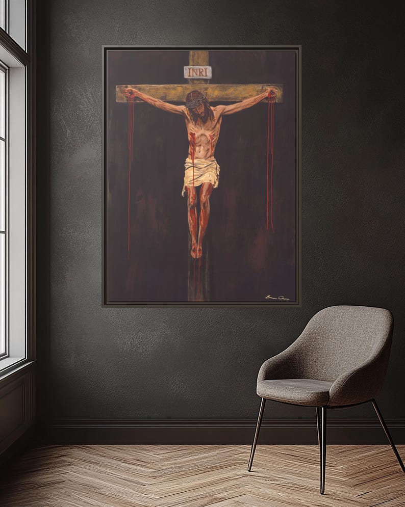 Jesus Wall Art Religious Wall Decor Christian Home Decor Pastor Gift Priest Gift Church Decoration Prayer Room Decor Crown of Thorns Art, LDS, Modern Christian Art, Jesus Portrait, LDS Art, Bible Wall Art, Jesus Oil Painting, Bible Verse Wall Art