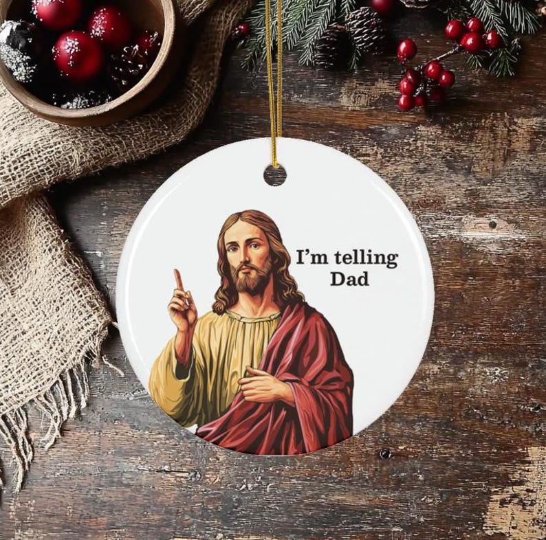 Funny Religious Gift Christian Christmas Ornament Jesus Ornament Christian Humor Gift Church Gift Exchange Religious Tree Ornament Catholic Christmas Gift