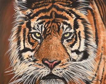 Tiger Painting, Tiger Canvas Art, Tiger Cat Wall Art, Tiger Lovers Art Print, Tiger Art, Tiger Artwork, Big Cat Painting, Original Fine Art