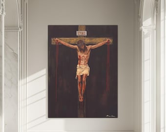 Jesus Christ Painting, Jesus Cross Wall Art, Jesus Christ Wall Hanging, Original Jesus Art, Jesus Fine Art Print, Crucifixion Art