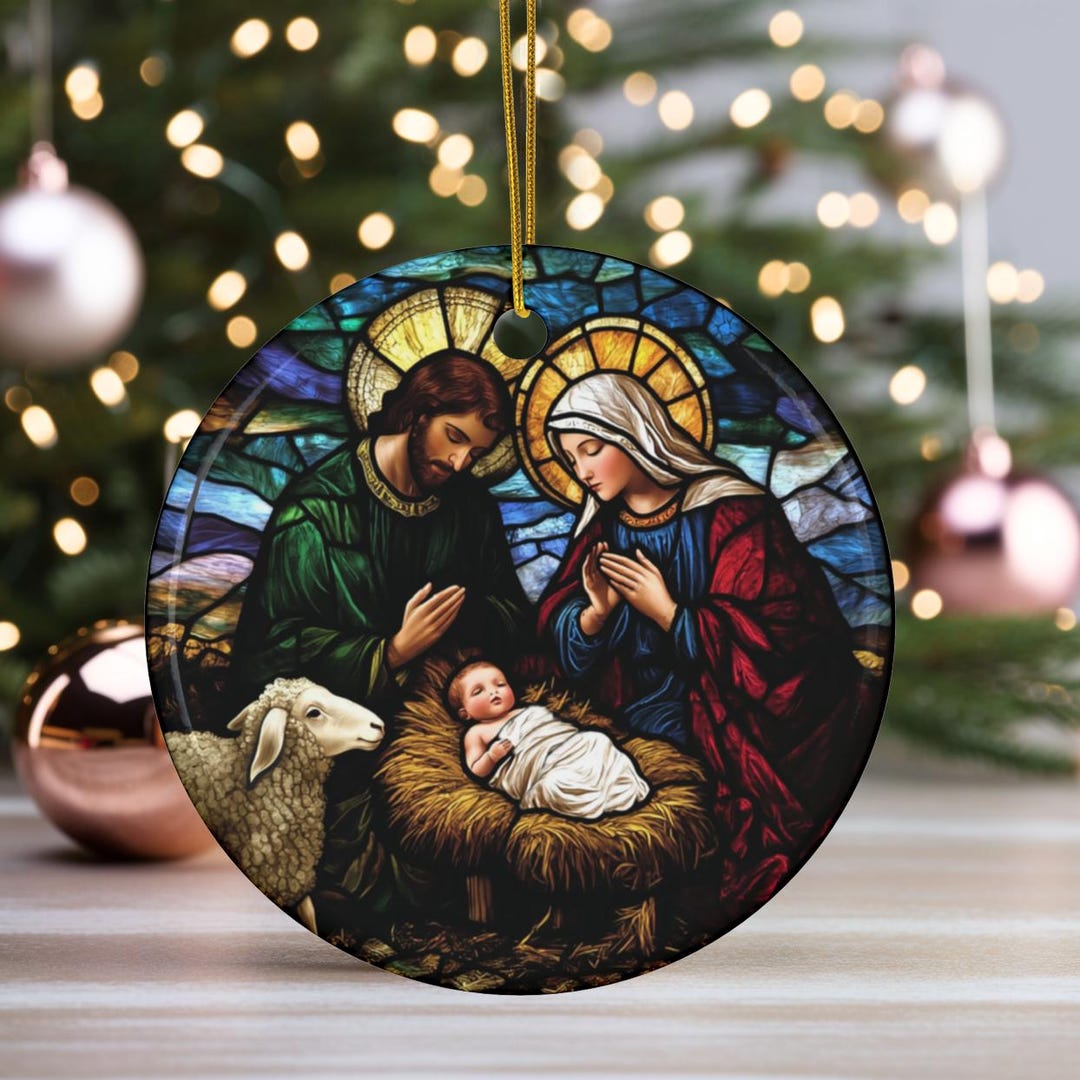 イエスのオーナメント、キリスト降誕シーンのオーナメント、ステンド