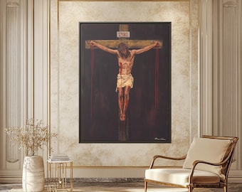 Jesus Christ Painting, Jesus Cross Wall Art, Jesus Christ Wall Hanging, Original Jesus Art, Jesus Fine Art Print, Crucifixion Art