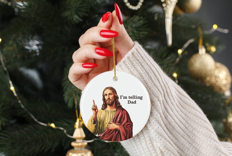 Funny Religious Gift Christian Christmas Ornament Jesus Ornament Christian Humor Gift Church Gift Exchange Religious Tree Ornament Catholic Christmas Gift