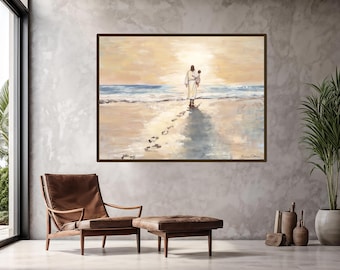 Christian Lamb Wall Art, Religious Wall Decor, Large Christian Painting, Jesus Wall Art, Jesus Lamb Art, Large Jesus Painting Pastor Gift
