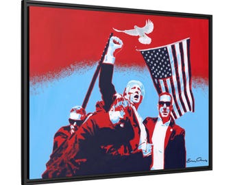 Trump Wall Art Bulletproof Trump Grande Stampa su tela incorniciata Stampa pop art patriottica Decorazione per la casa conservatrice Regalo per sostenitori di Trump Regalo MAGA