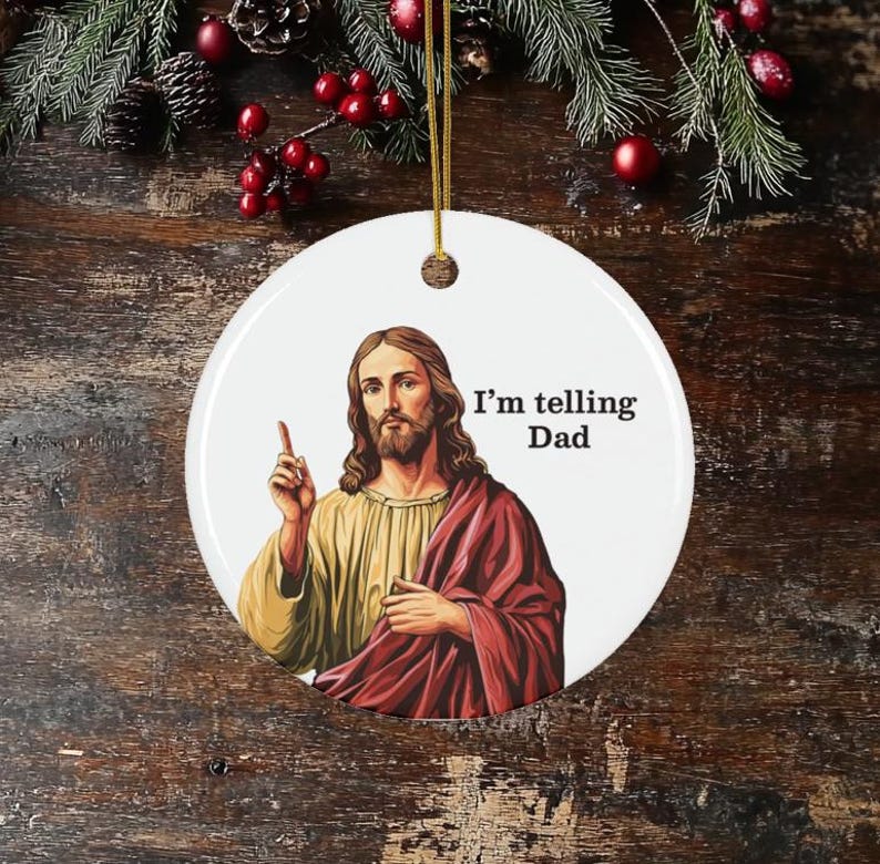 Funny Religious Gift Christian Christmas Ornament Jesus Ornament Christian Humor Gift Church Gift Exchange Religious Tree Ornament Catholic Christmas Gift