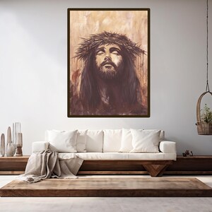 Jesus Canvas Print, Crown of Thorns Wall Art, Jesus Portrait Art, Jesus Crucifixion, Jesus Original Art, Christ Canvas Art, Jesus Fine Art