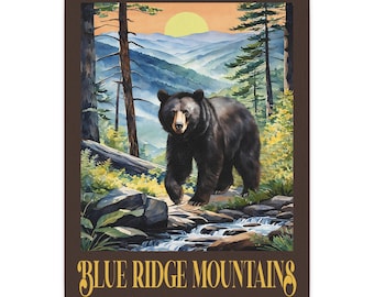 Bear Blanket, Grandma Blanket Blue Ridge Mountains Chunky Blanket National Park Gift Camping Blanket Woodland Animal Blanket Chunky Blanket