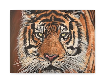 Tiger Wall Art, Tiger Canvas Print, Tiger Art Print, Tiger Painting, Tiger Art Home Decor, Tropical Wall Art, Tiger Lover, Big Cat Lover