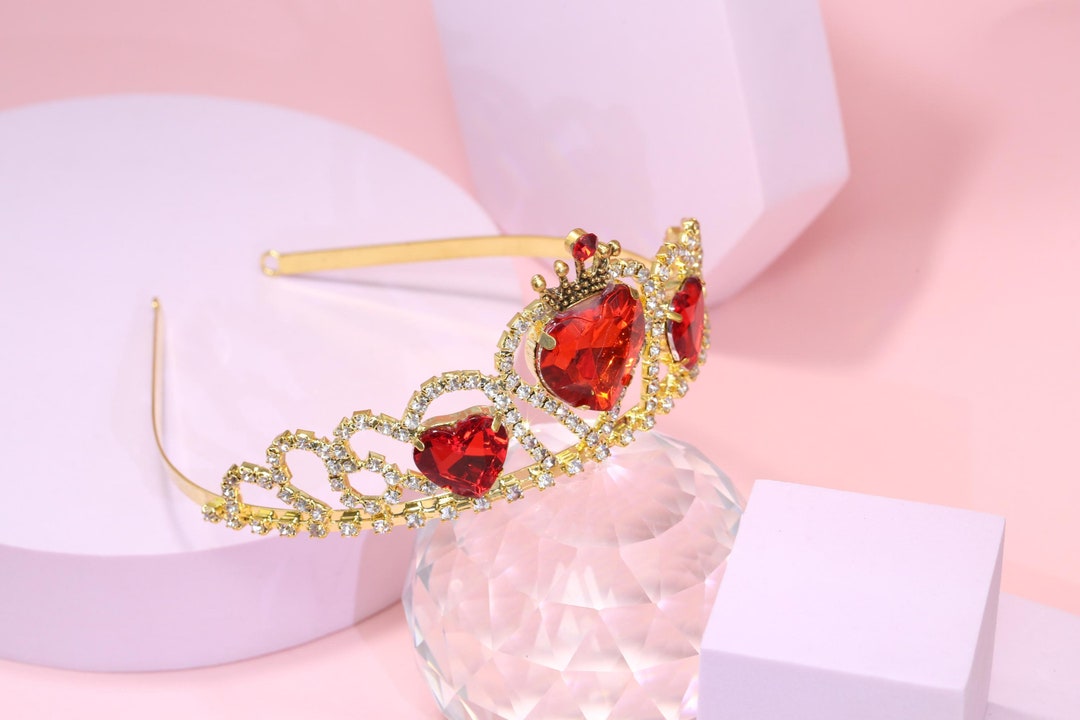 3 Red Heart Crown Evie Descendants Crown Halloween Costume Headdress ...