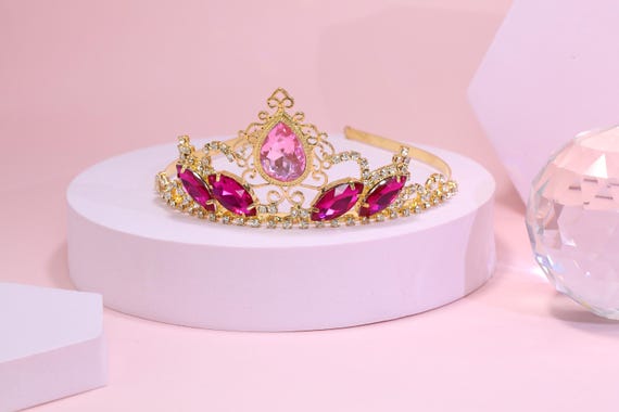 Pink Rhinestone Princess Tiaras Fairy Bridal Headpiece  display picture 2