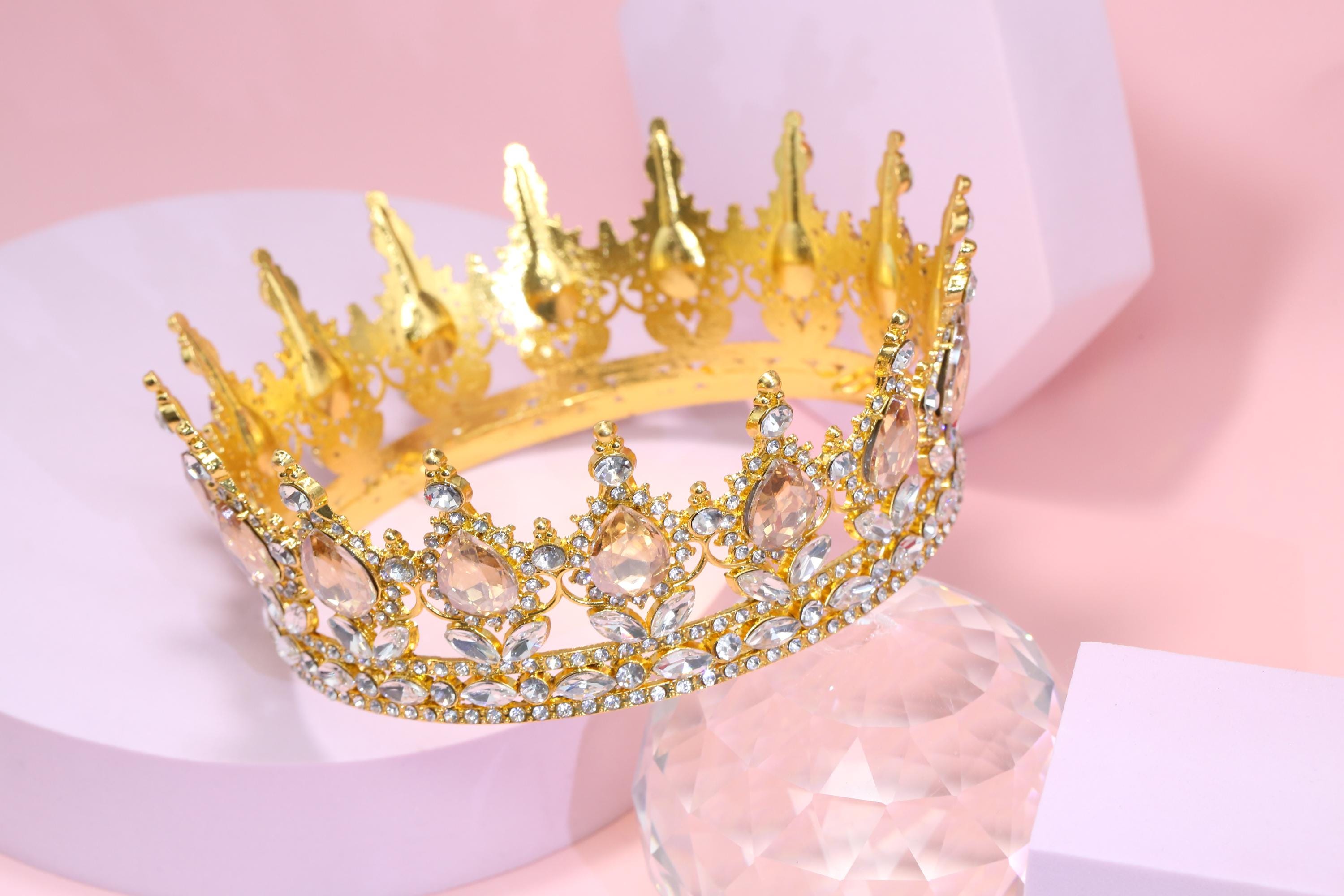 Baroque Wedding Queen Crown - Jeweled Tiara for Prom Birthday Halloween Baroque Queen Tiara for Wedding Pageant Prom Headpieces  main image 2