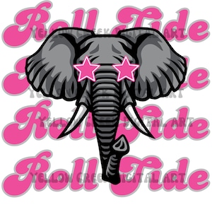 Roll Tide Preppy Elefant PNG Digitaler Download NUR - Universität von Alabama Crimson Tide Football - DTF Sublimation Design