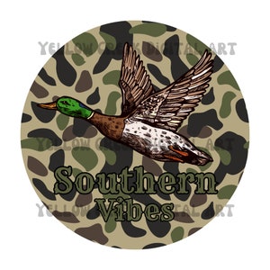Southern Vibes Old School Camo Duck PNG Digital Download Only - DTF Sublimation T-shirt Design - Duck Hunter - Mallard - Southern Boy