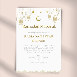 Ramadan Iftar Dinner Invitation | Ramadan Mubarak Card | Editable Muslim Invitation Template | Islamic Party Invite | Printable Digital DIY
