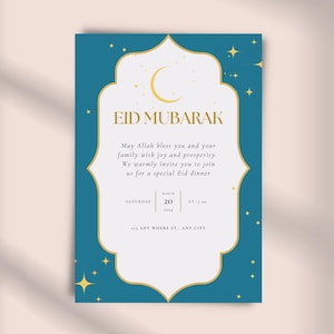 Eid Mubarak Dinner Invitation | Editable Eid al-Fitr Invite | Muslim Celebration Card | Printable Islamic Invitation | Digital Download
