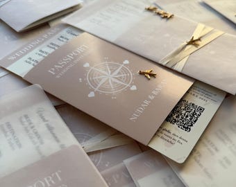 Bestseller Destination Wedding Invitation | Passport Boarding Pass Invite | Editable Canva Template | Instant Download | DIY Template