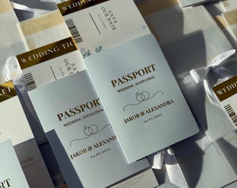 Destination Wedding Invitation | Passport Boarding Pass Editable Canva Template (Digital Download)