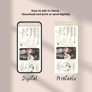 Your love story deserves a special beginning. This Passport Wedding Invitation lets you add your own touch with editable Canva features. Designed to resemble a real passport and boarding pass, it’s the perfect choice for destination weddings and tropical getaways. Customize, download, and print instantly. Make every detail reflect your journey together. A personal and stylish wedding invite!
