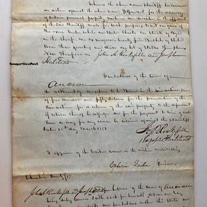 May include: A historical document from 1851, written in cursive script, detailing a legal agreement between two parties. The document includes the names John D. Rockefeller and Ephraim Lasher, along with the text "Supreme Court" and "American".