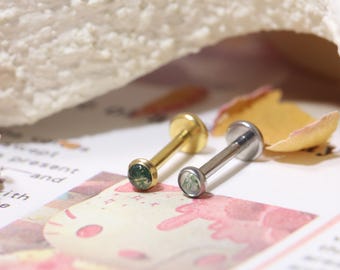 Moss Agate Labret Barbell Helix Earring Tragus Cartilage Studs Titanium Lip Barbell