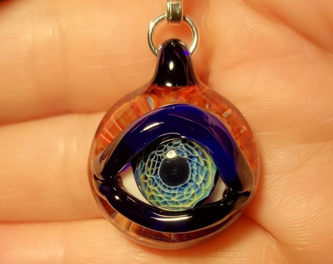 Realistic Blue Glass Eye Pendant Hand Blown Borosilicate Etsy