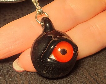 Red evil Eye choker pendant, handmade Vampire evil eye necklace with sterling silver bail!  Spooky jewelry for Halloween!