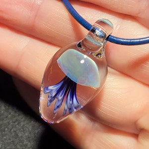 Dainty Jellyfish pendant, hand blown borosilicate glass jellyfish necklace image 1