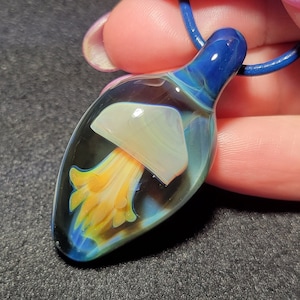 Jellyfish pendant, handmade borosilicate under the sea jellyfish necklace makes a great beachy gift.  Blown glass Jewelry.