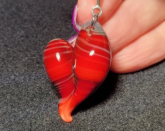 Red glass heart necklace - handmade borosilicate blown glass heart pendant - Focal Heart necklace for that special loved one.