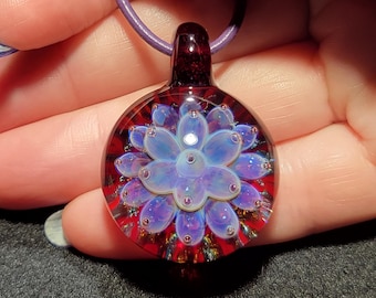 Glass Flower Choker • Blown Glass Jewelry • Heady Flamework Art Glass Necklace • Borosilicate Pendant