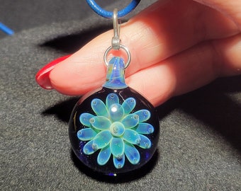 Boro Implosion glass pendant - Hand blown borosilicate art glass necklace with sterling silver bail!